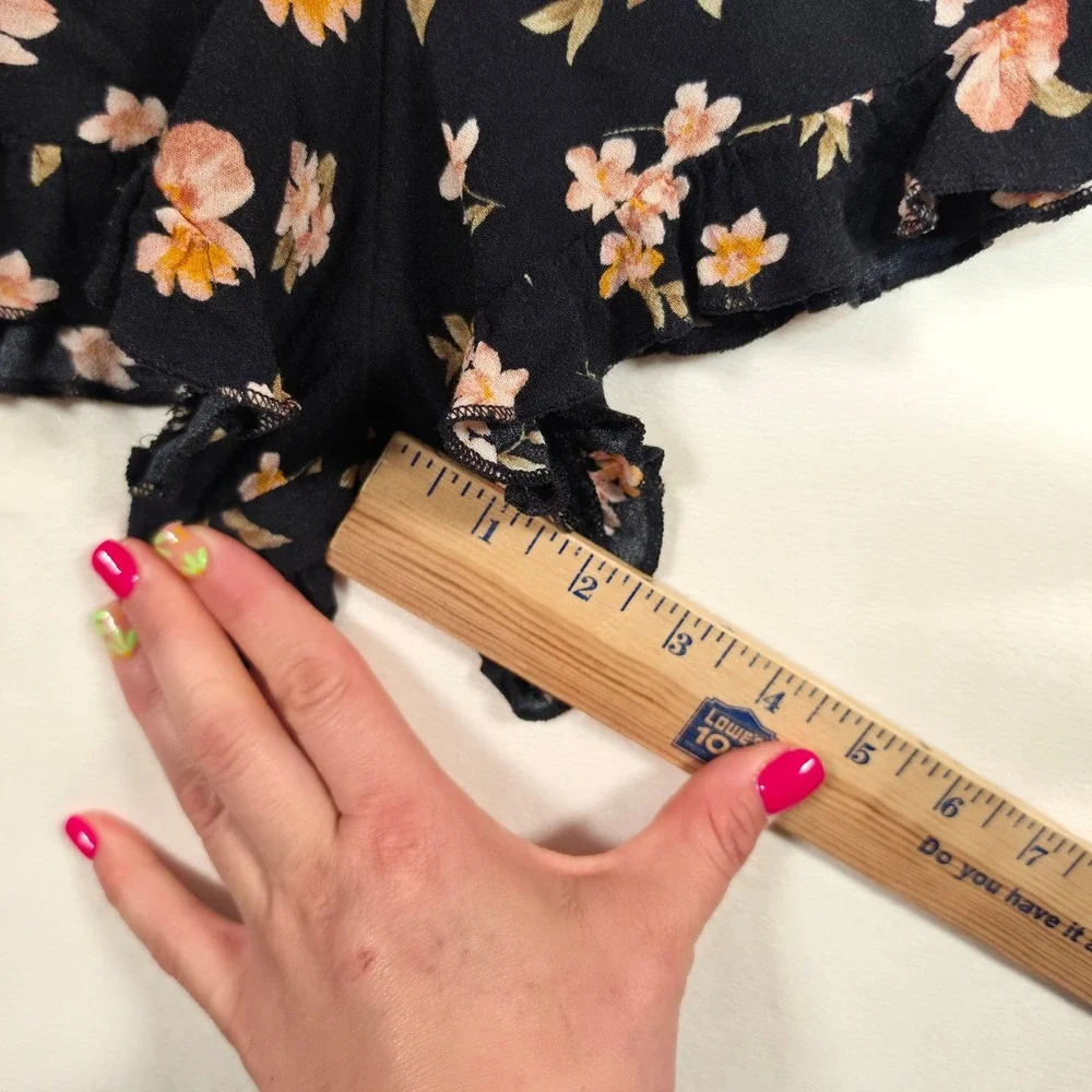 American Eagle Shorts Womens L Black Floral Boho Cottagecore Romantic Festival - Picture 5 of 16